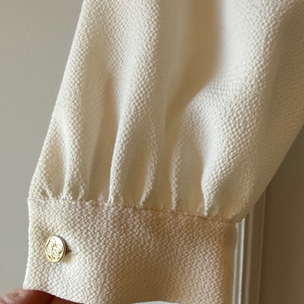 CeCe Cream Ruffle Neck Blouse - Picture 2 of 6